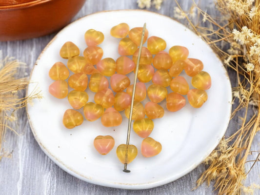 *50* 6mm Pink Lemonade Heart Beads