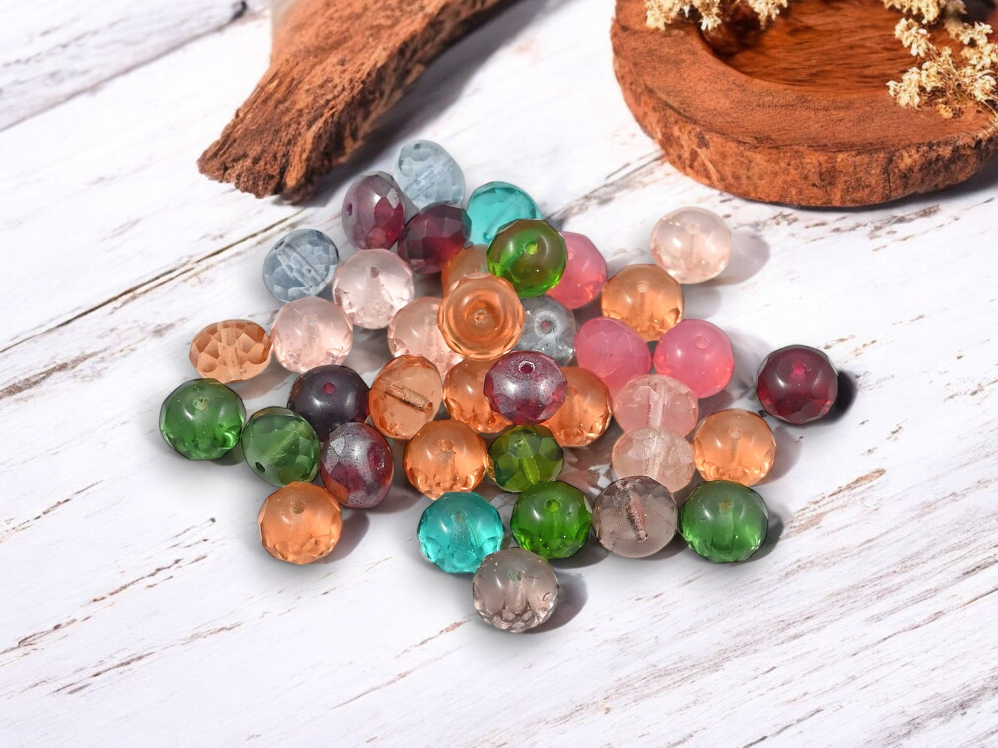 *25* 6x8mm Mixed Translucent Fire Polished Rondelle Beads