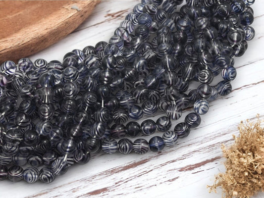 *25* 8mm Crystal Indigo Round Druk Beads