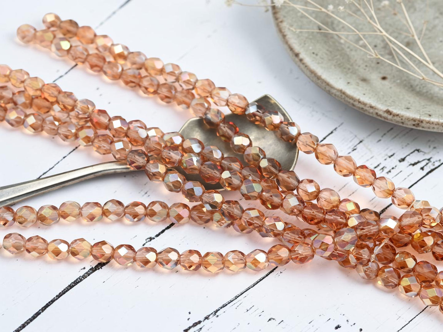 *25* 6mm French Rose Celsian Fire Polished Round Beads