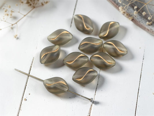 *10* 11x16mm Gold Washed Matte Black Diamond Oval Beads