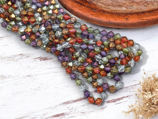 *50* 6mm Mixed Gemtone Luster Bicone Beads