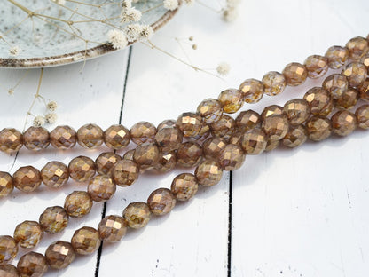 *20* 10mm Bronzed Crystal Rosaline Fire Polished Round Beads