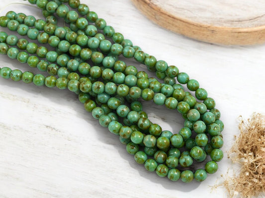 *50* 6mm Opaque Turquoise Travertine Round Druk Beads