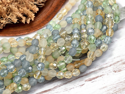 *25* 8mm Mixed Tone Fire Polished Round Beads