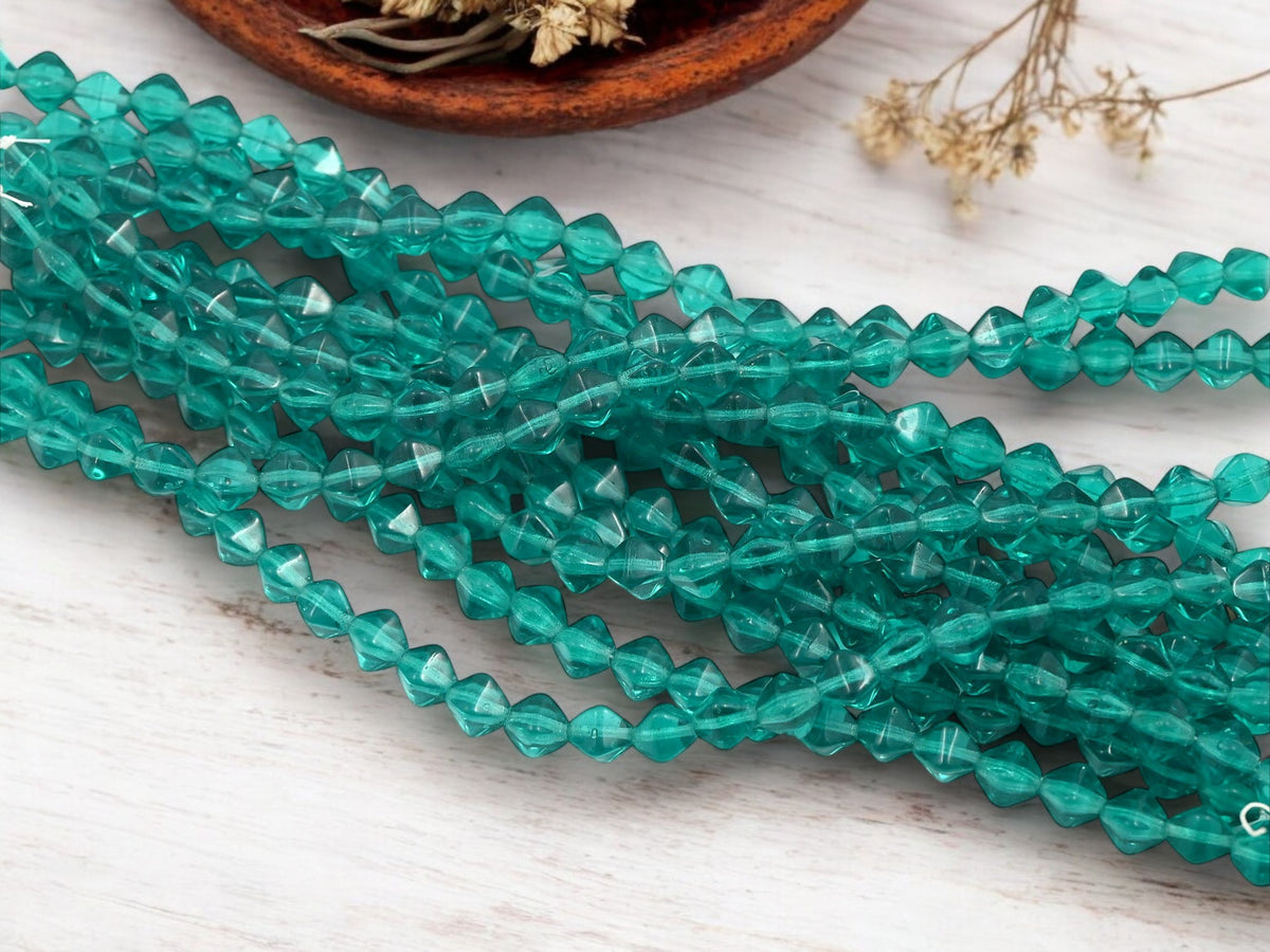 *25* 6mm Translucent Teal Lucerna Bicone Beads