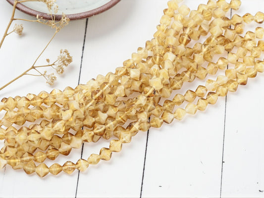 *25* 6mm Colorado Topaz + White Lucerna Bicone Beads