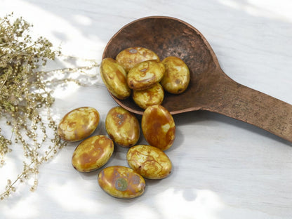 *11* 16x12mm Opaque Alabaster Travertine Flat Oval Beads