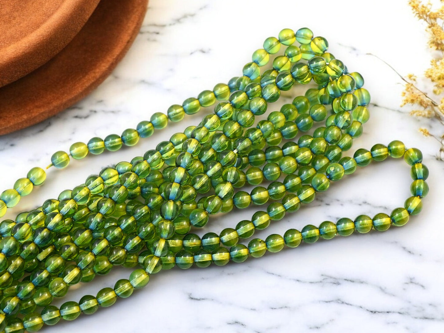 *75* 6mm 2 Tone Blue/Green Round Druk Beads