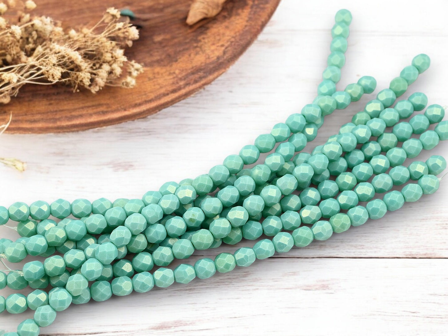 *25* 6mm Sueded Gold Turquoise Fire Polished Round Beads