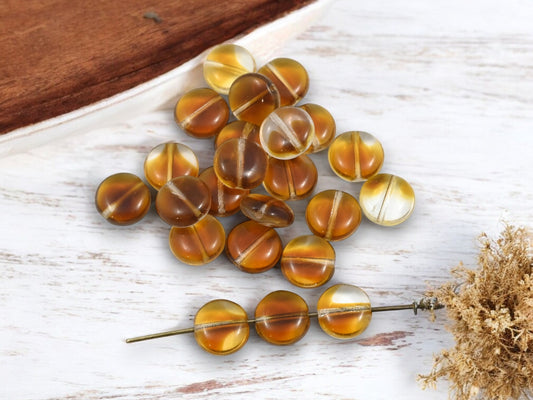 *25* 10mm Crystal Topaz Lentil Coin Beads