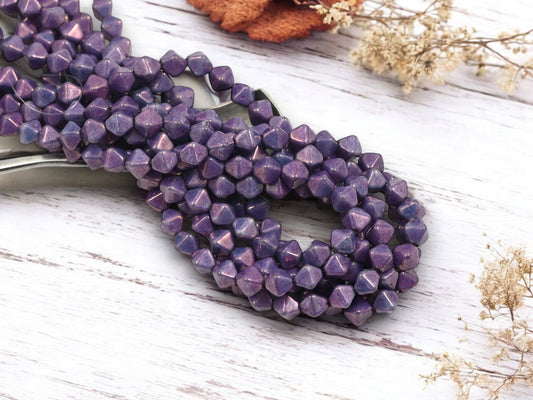 *50* 6mm Opaque Purple Luster Lucerna Bicone Beads