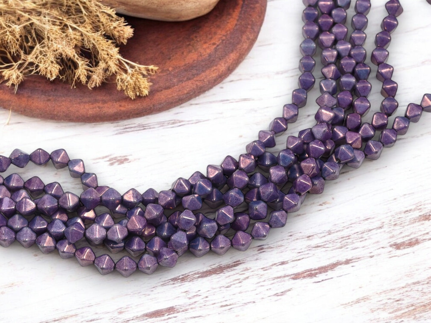 *50* 6mm Opaque Purple Luster Lucerna Bicone Beads