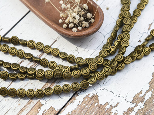 *31* 7mm Antique Brass Flat Circle of Life Disc Beads