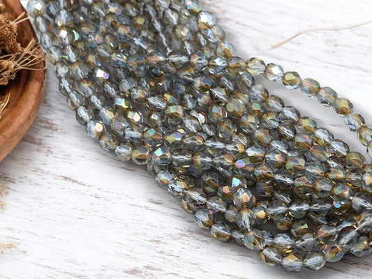 *25* 6mm Lt. Sapphire Celsian Fire Polished Round Beads