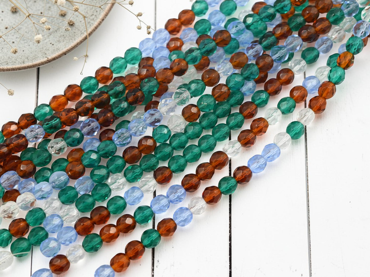 *25* 7mm Mixed Jewel Tone Fire Polished Round Beads