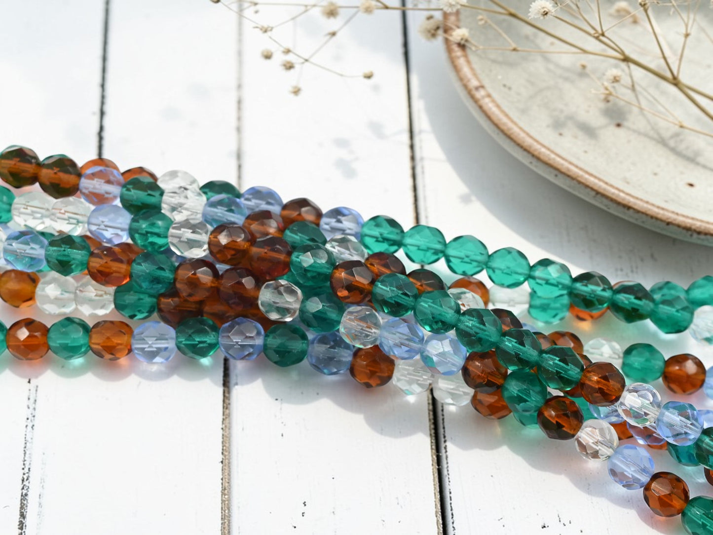 *25* 7mm Mixed Jewel Tone Fire Polished Round Beads