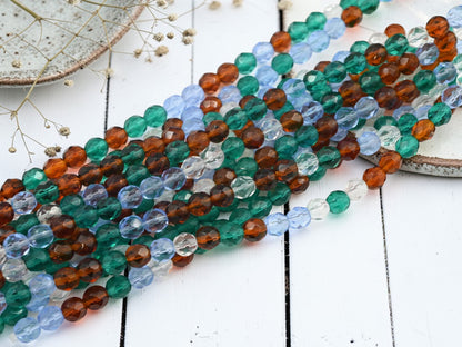 *25* 7mm Mixed Jewel Tone Fire Polished Round Beads
