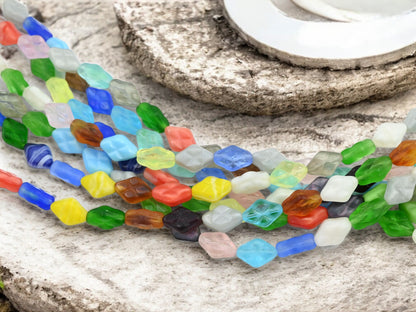*16* 12x8mm Mixed GlassCriss Cross Diamond Beads