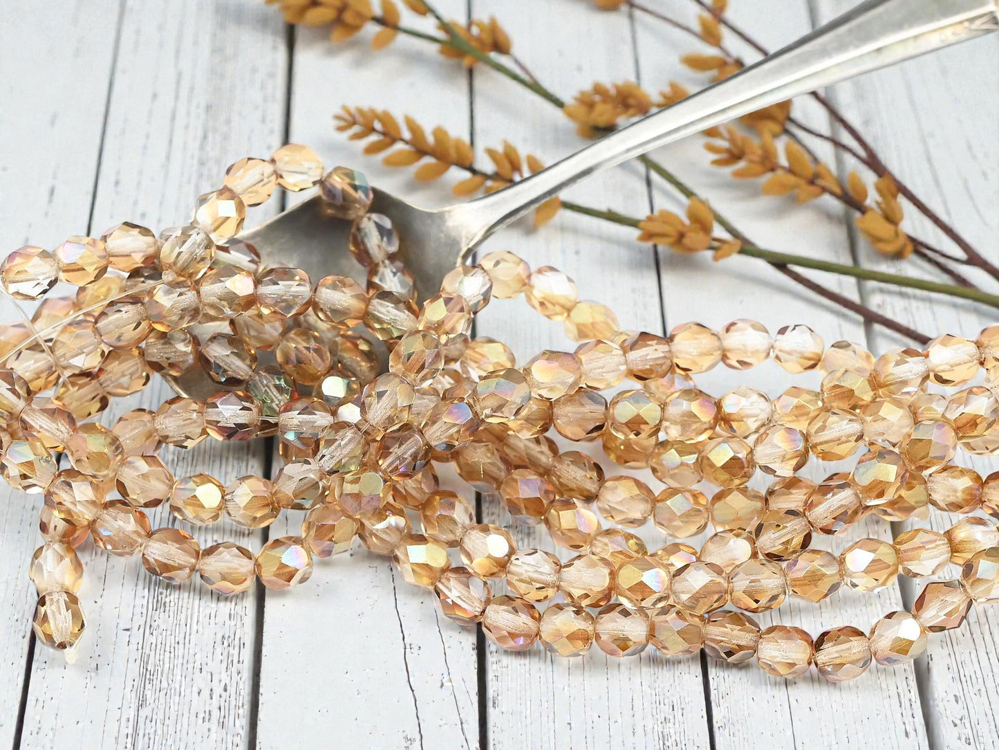 *25* 6mm Crystal Celsian Fire Polished Round Beads