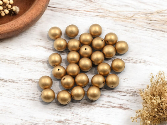 *20* 8mm Matte Gold Round Druk Beads