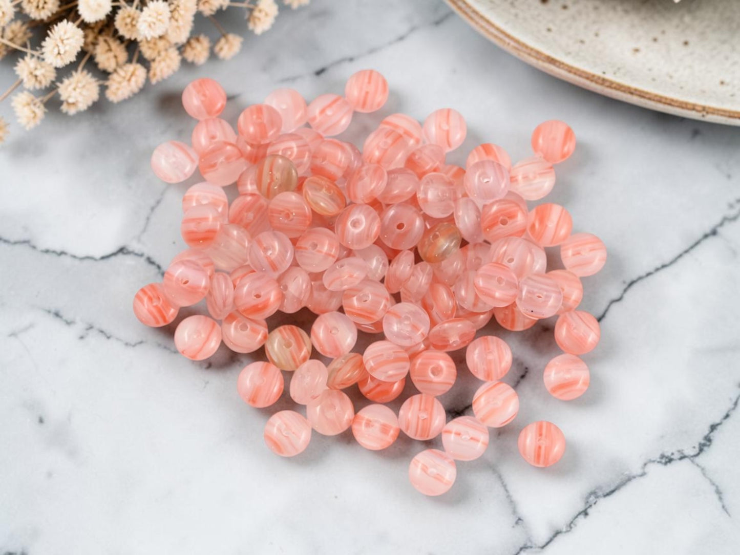 *50* 6x2mm Orange Crystal Striped Smooth Rondelle Beads