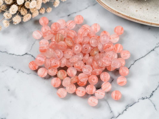 *50* 6x2mm Orange Crystal Striped Smooth Rondelle Beads