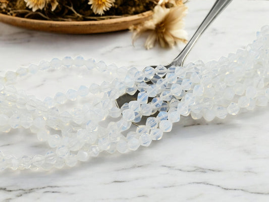 *50* 6mm Crystal Opaline Lucerna Bicone Beads