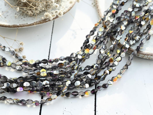 5x4mm Crystal Confetti Silver Marea Pinch Beads 8" Strand
