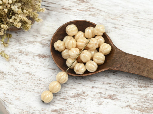 *25* 8mm Alabaster Champagne Luster Round Melon Beads