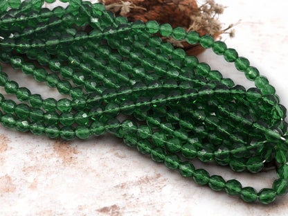 *25* 8mm Transparent Evergreen Fire Polished Round Beads