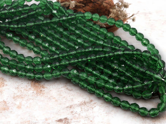 *25* 8mm Transparent Evergreen Fire Polished Round Beads