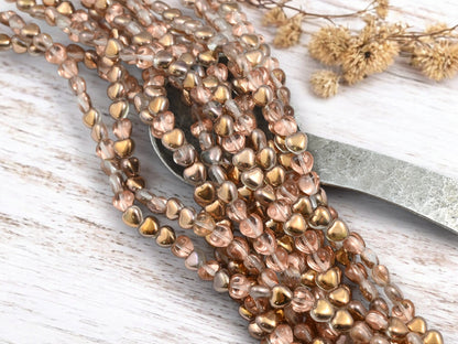 *50* 6mm Gold Apollo Heart Beads