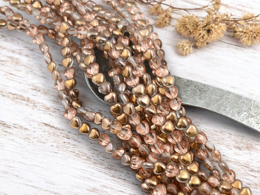 *50* 6mm Gold Apollo Heart Beads
