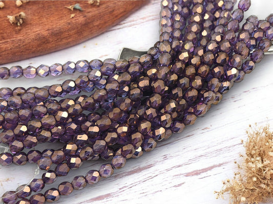 *25* 6mm Bronze Amethyst Allusion Fire Polished Round Beads
