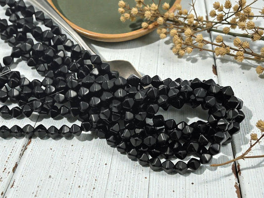 *50* 6mm Opaque Jet Black Lucerna Bicone Beads