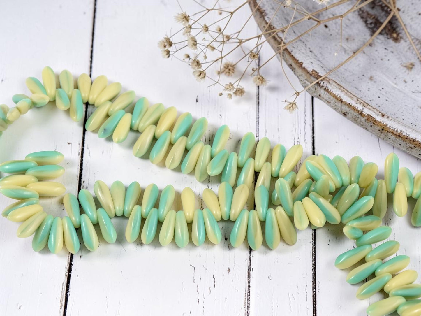 4x10mm Beige Turquoise Dagger Beads - 5.5" Strand