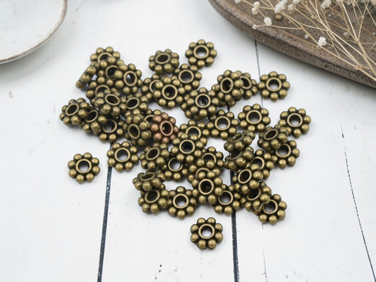 *100* 6mm Antique Bronze Daisy Spacer Beads