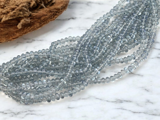 *50* 4x6mm Transparent Blue Luster Nugget Spacer Beads