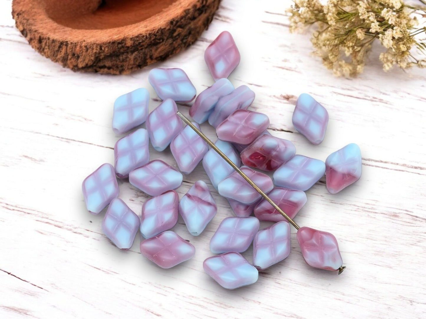 *12* 12x8mm Periwinkle Cranberry Table Cut Diamond Beads - LAST Pack