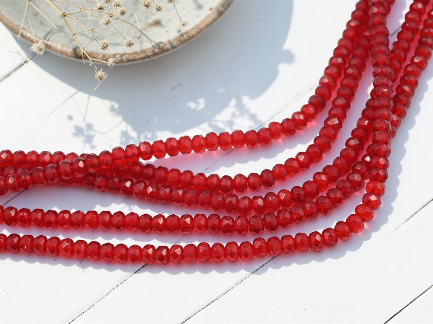 *60* 3x5mm Siam Ruby Fire Polished Faceted Rondelle Beads