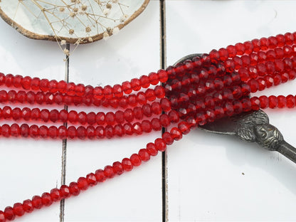 *60* 3x5mm Siam Ruby Fire Polished Faceted Rondelle Beads