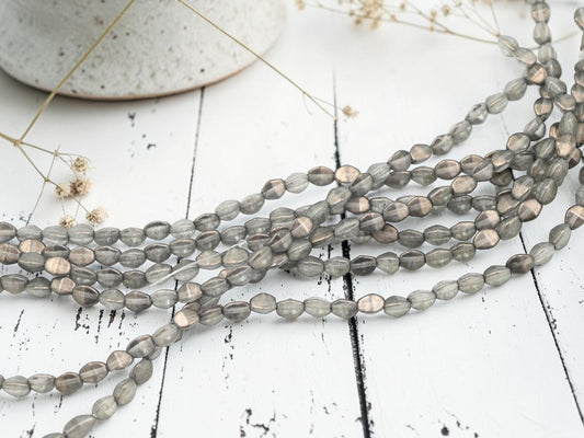 *35* 5x3mm Battleship Gray Halo Pinch Beads