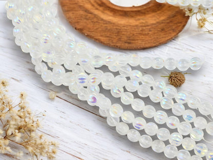 *25* 8mm Crystal AB Round Melon Beads
