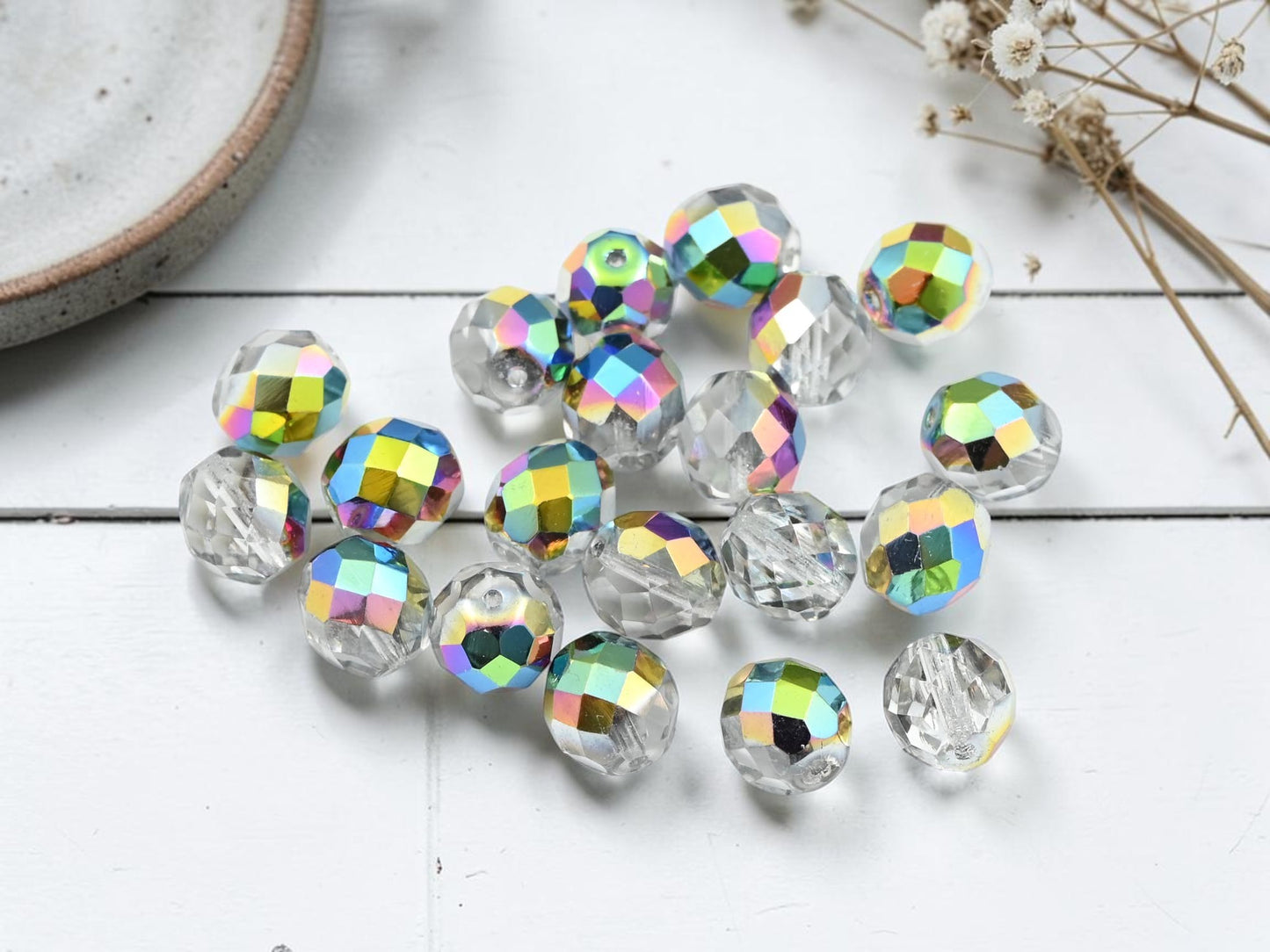 *25* 10mm Crystal Vitrail Fire Polished Round Beads