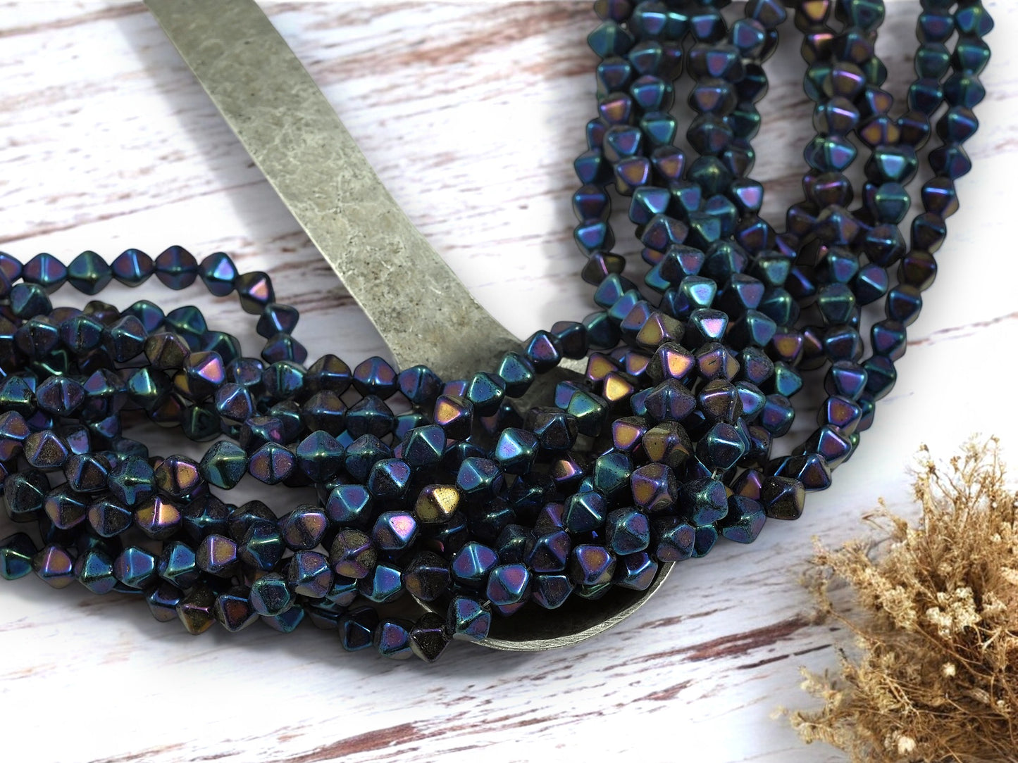 *50* 6mm Metallic Blue Iris Lucerna Bicone Beads