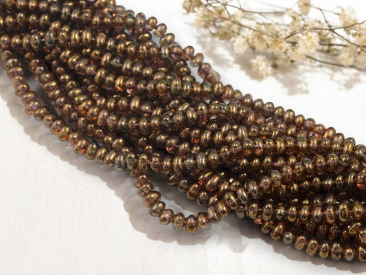 *50* 4x6mm Transparent Smokey Topaz Gold Luster Nugget Spacer Beads