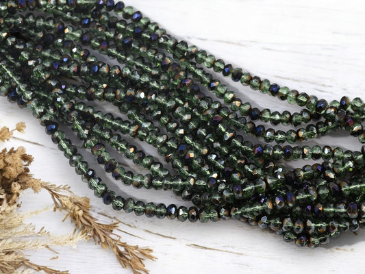 *50* 4x6mm Bottle Green Zarit Nugget Spacer Beads