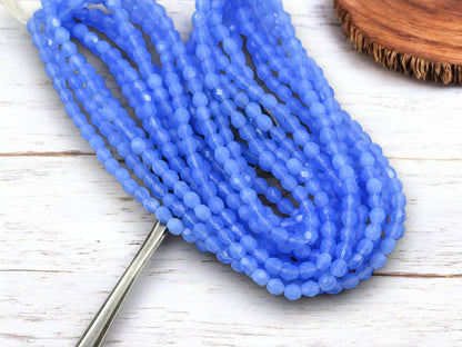 *50* 4mm Milky Sapphire Fire Polished Round Beads