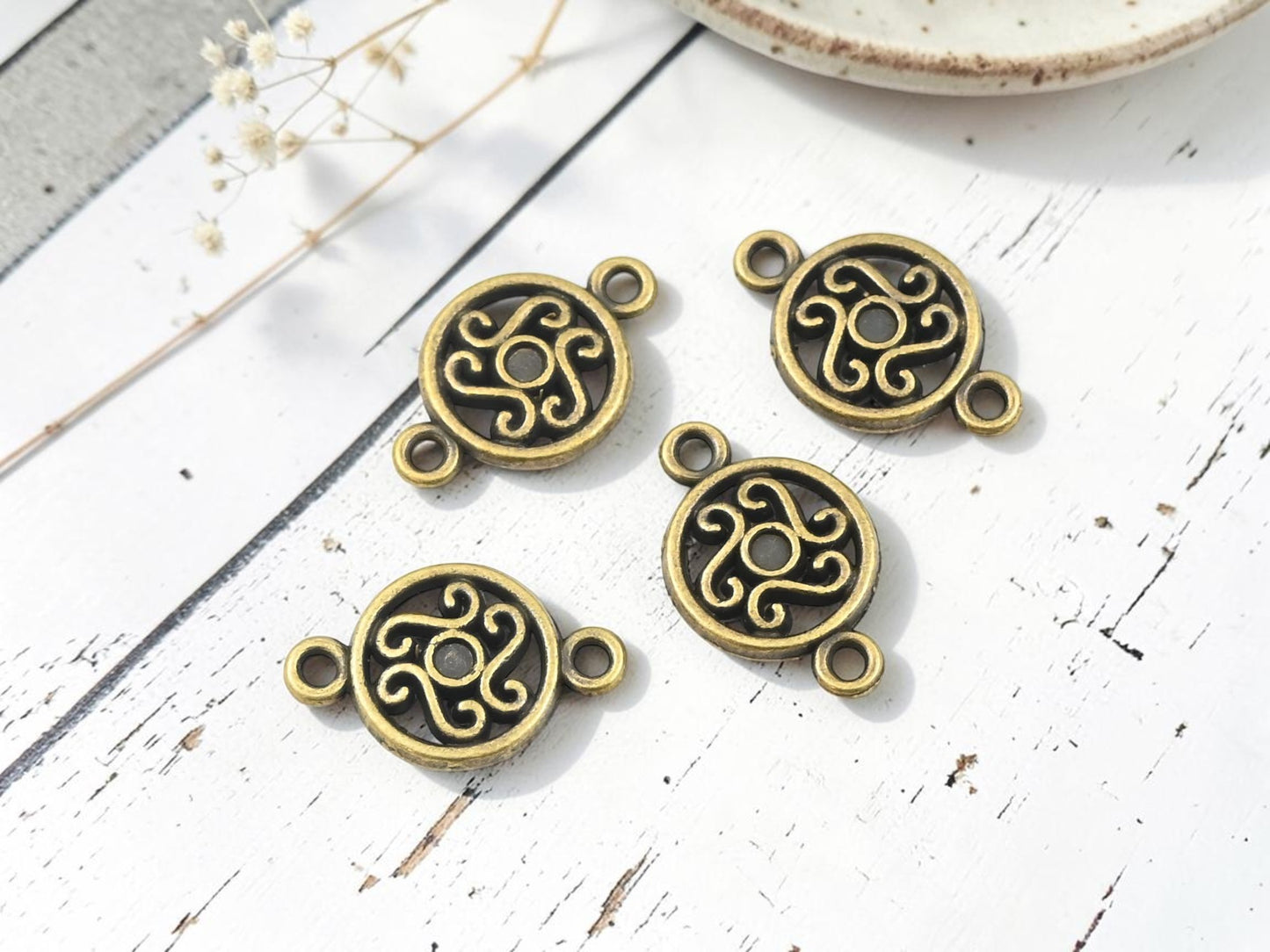 *4* 19x12mm Antique Bronze Scroll Connectors